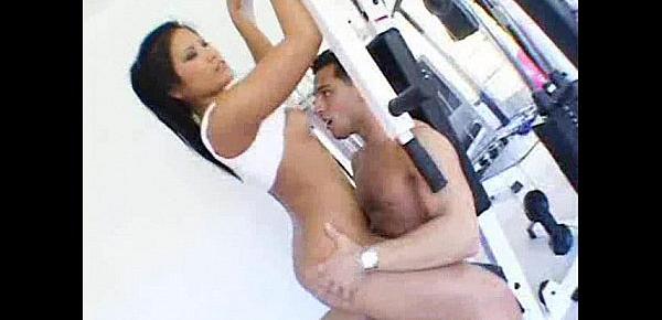  Asian Babe riding her personal trainers cock